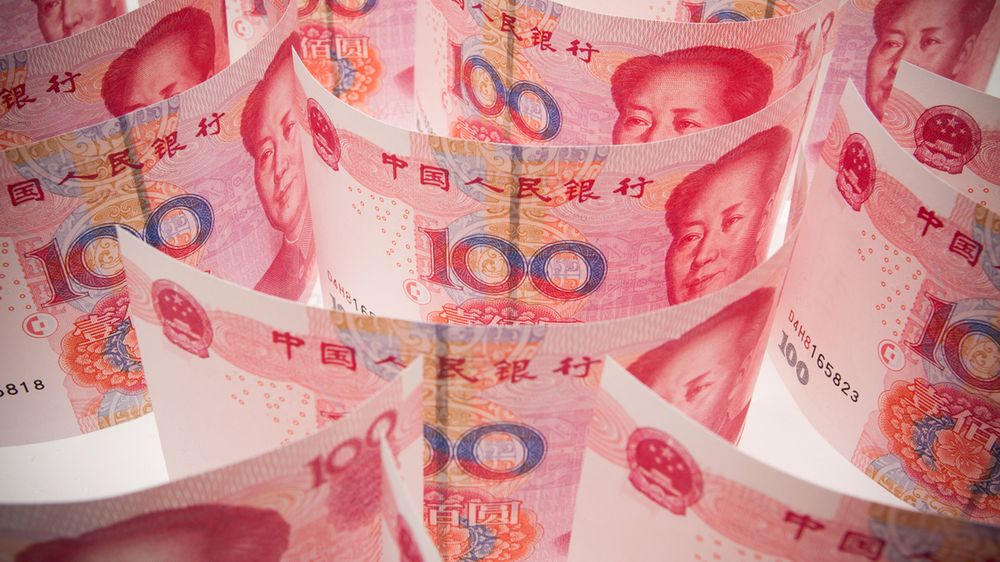 Banknoty chińskiego juana.