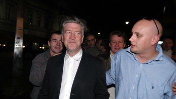Marek Żydowicz i David Lynch na ulicy Piotrkowskiej