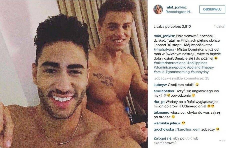 Mister Polski 2015 Rafał Jonkisz i jego współlokator Mister Dominikany (fot. Instagram)