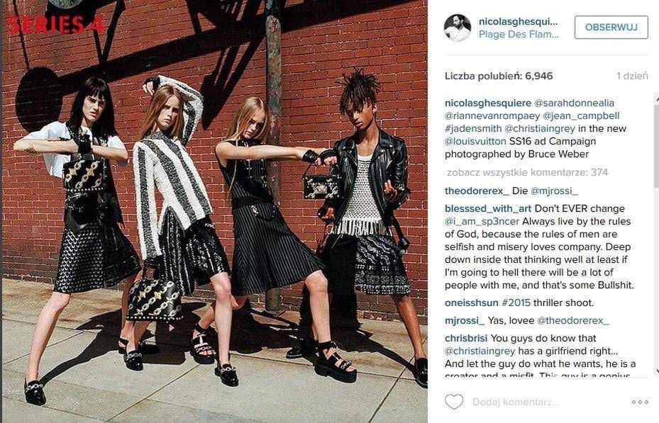 Jaden Smith twarzą kolekcji Louis Vuitton wiosna-lato 2016 (fot. Instagram Nicolas Ghesquiere)