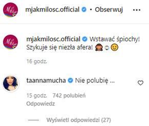 Anna Mucha skomentowała wpis na profilu M jak miłość