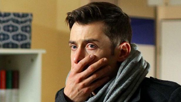 Kacper Kuszewski na planie serialu "M jak miłość"