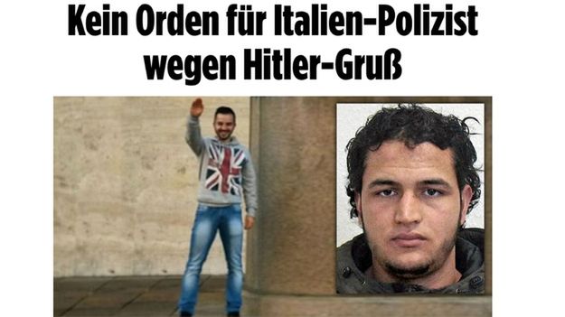 Zdjęcie policjanta nie pozostawia wątpliwości, że jest sympatykiem neofaszyzmu