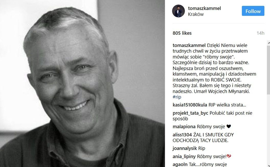 Tomasz Kammel żegna Wojciecha Młynarskiego