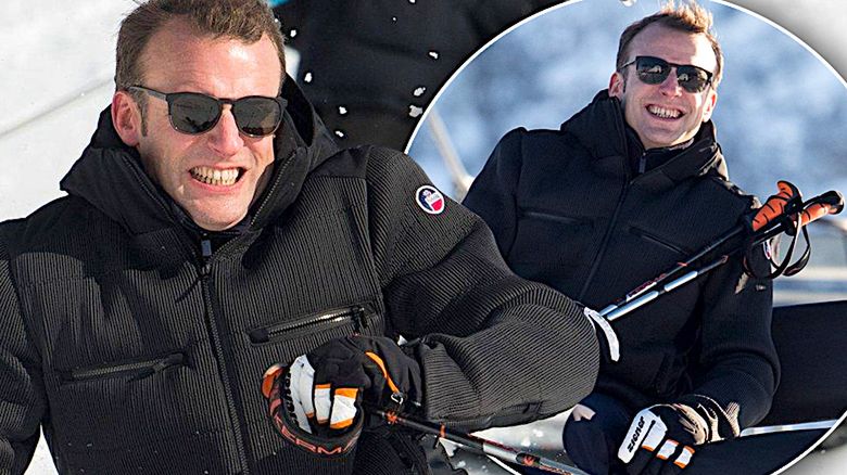 Emmanuel Macron na nartach