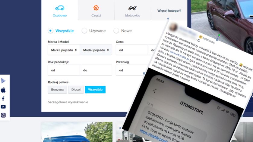 Oszuści podszywają się pod znany serwis z ofertami motoryzacyjnymi