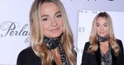 Małgorzata Socha na pokazie Łukasza Jemioła w jesiennej stylizacji. Spodnie to prawdziwa, modowa perełka