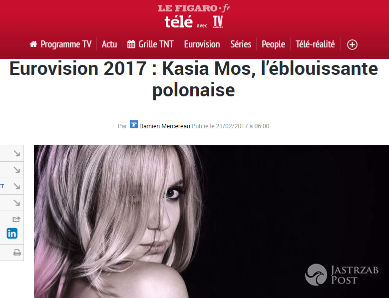 Le Figaro o szansach Kasi Moś na Eurowizji 2017