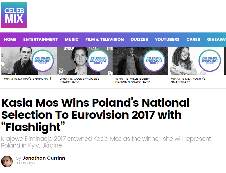 CelebMix o szansach Kasi Moś na Eurowizji 2017