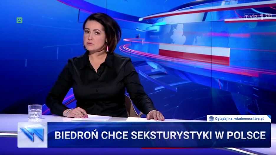 Jednym z tematów wtorkowego wydania "Wiadomości" były rzekome słowa Biedronia