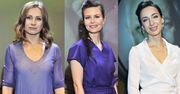 Anna Sroka-Hryń w niebieskiej sukience, Magdalena Kumorek w nowoczesnym kroju, a Klementyna Umer w ponadczasowej bieli