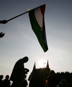 Polskie flagi na węgierskiej manifestacji