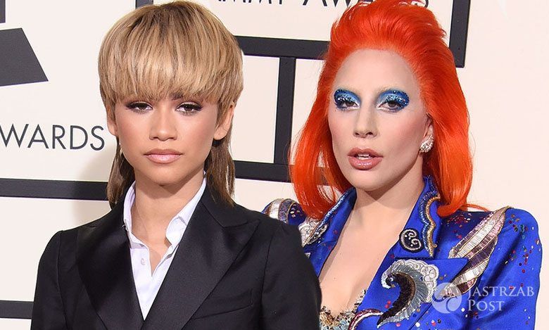 Grammy 2016: Zendaya i Lady Gaga postawiły na look mocno inspirowany Davidem Bowiem