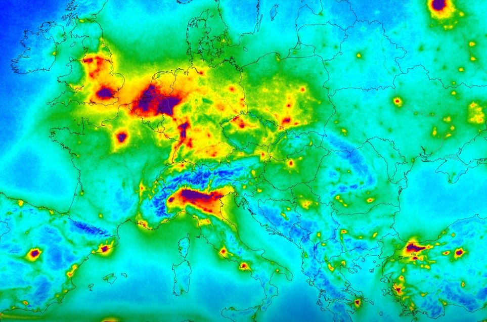 Mapa zanieczyszczeń powietrza Europy. W Polsce nie jest najgorzej