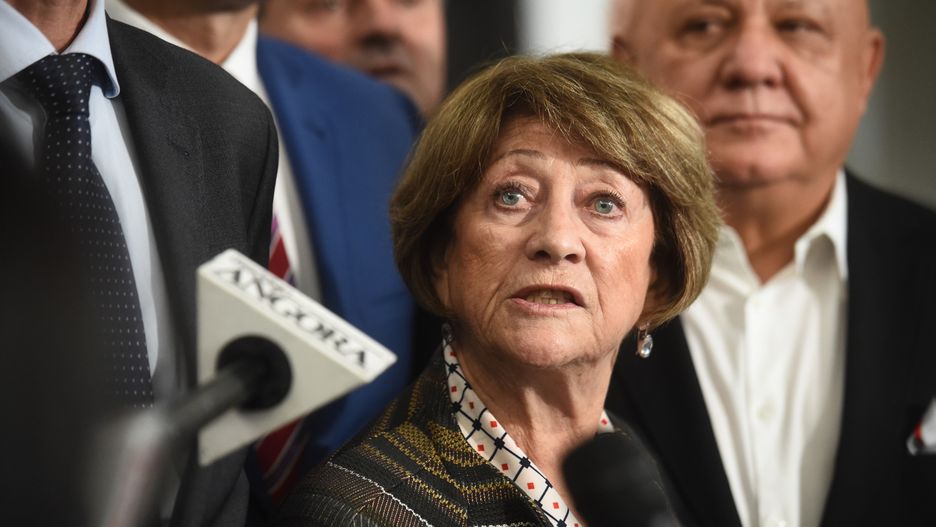 Barbara Borys-Damięcka. Konferencja senatorów z Klubu Parlamentarnego PO-KO.