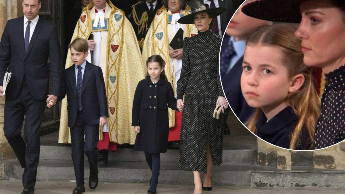 Księżniczka Charlotte przyłapana przez kamery na mszy za księcia Filipa. Pojawiła się na telebimie i zrobiła TO! Fani royalsów nieźle się uśmiali