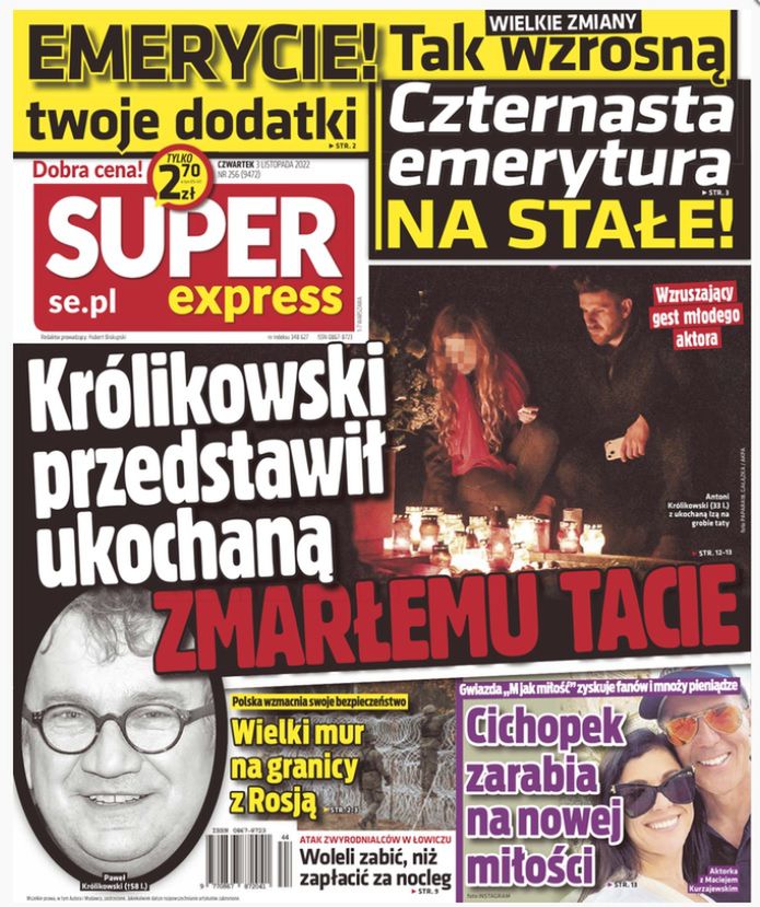 Antek Królikowski - okładka Super Express 03.11.22