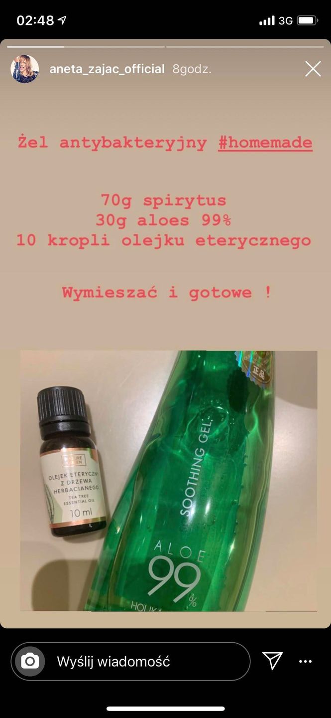 Aneta Zając pokazuje przepis na żel antybakteryjny