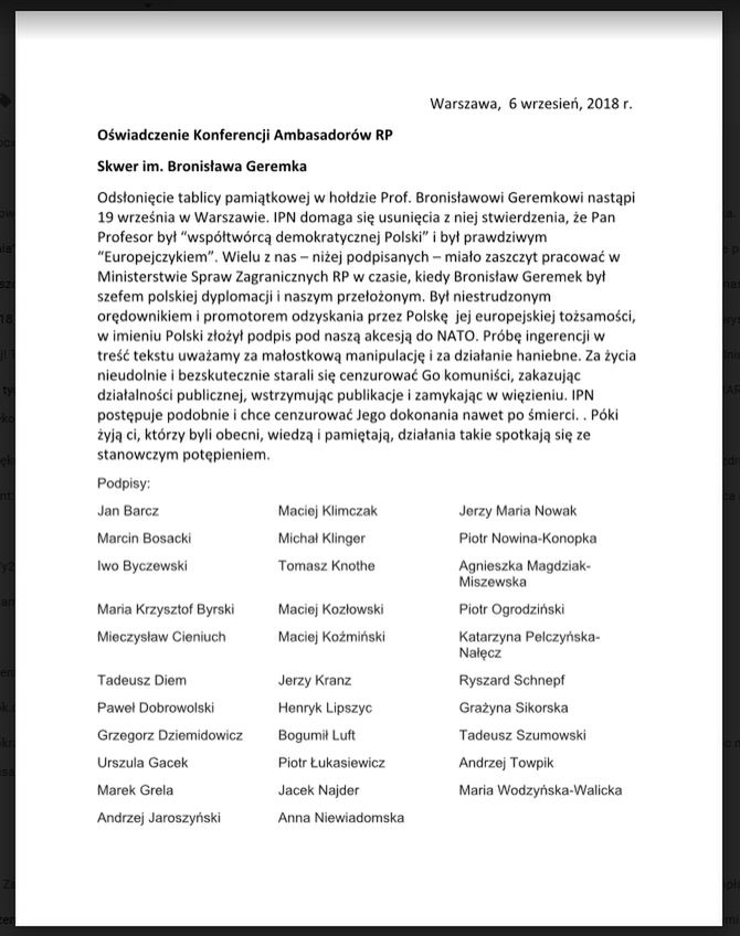 Oświadczenie Konferencji Ambasadorów RP 