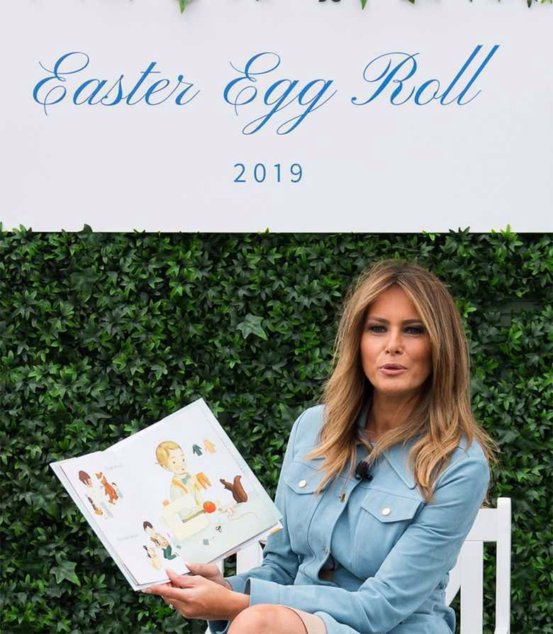 Melania Trump w drogiej sukience turla pisanki pod Białym Domem
