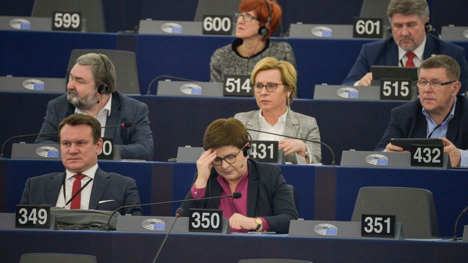 Strasburg (Francja), 11.02.2020. Posiedzenie w Europarlamencie na temat praworządności w Polsce.