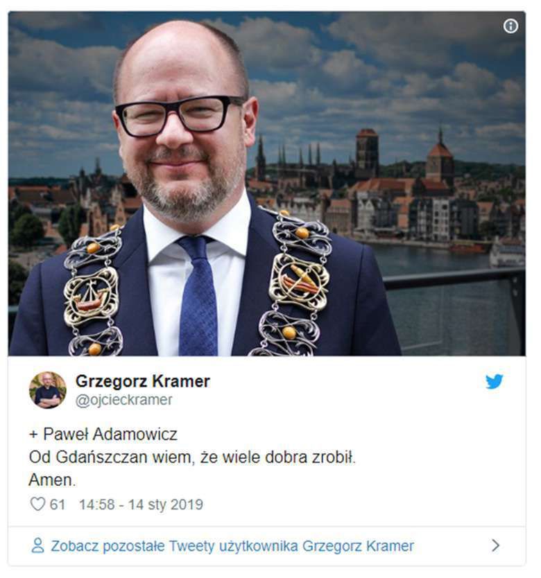 Grzegorz Kramer żegna Pawła Adamowicza