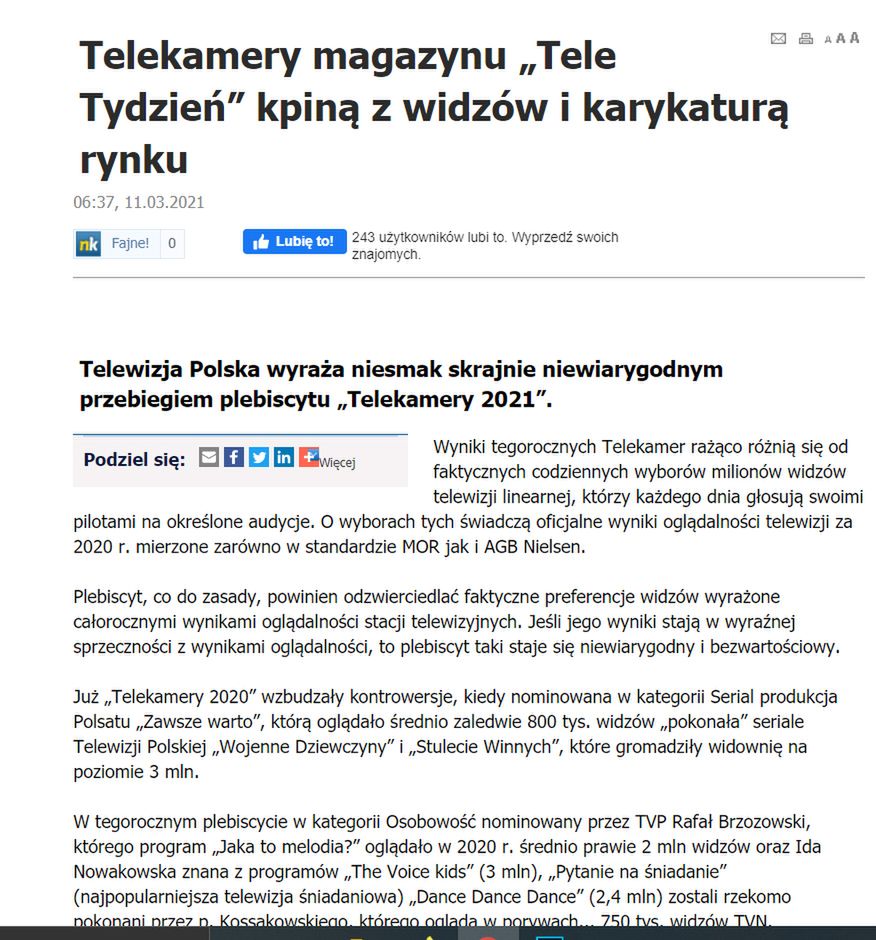 TVP komentuje TeleKamery 2021