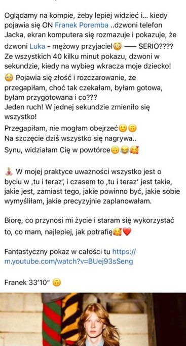 Joanna Poremba o pokazie syna