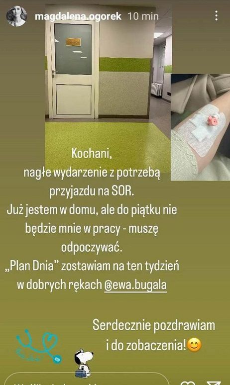 Magdalena Ogórek w szpitalu