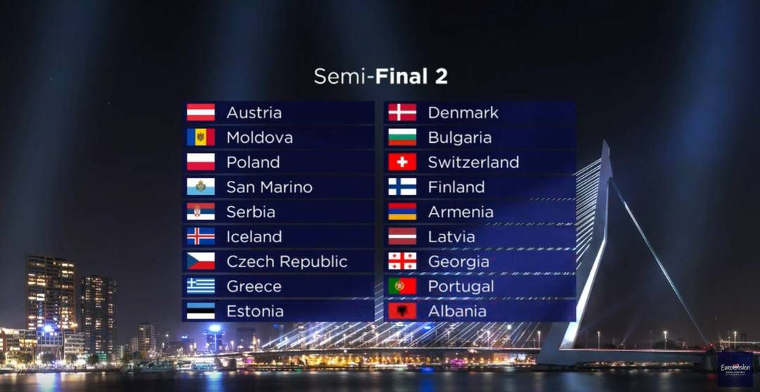 Eurowizja 2020 – półfinał 2 skład