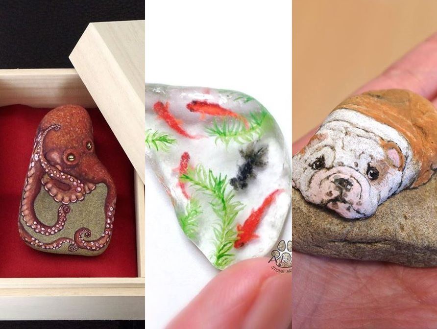 Sztalugi niepotrzebne. Maluje na zwykłych kamieniach