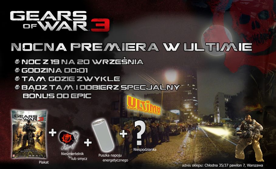 Gears of War 3 - przyjdź na premierę i dostań upominek