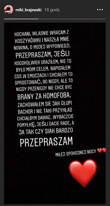 Mikołaj Krajewski podpadł na Instagramie
