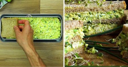 Pasta jajeczna z tostami i kiełkami lucerny