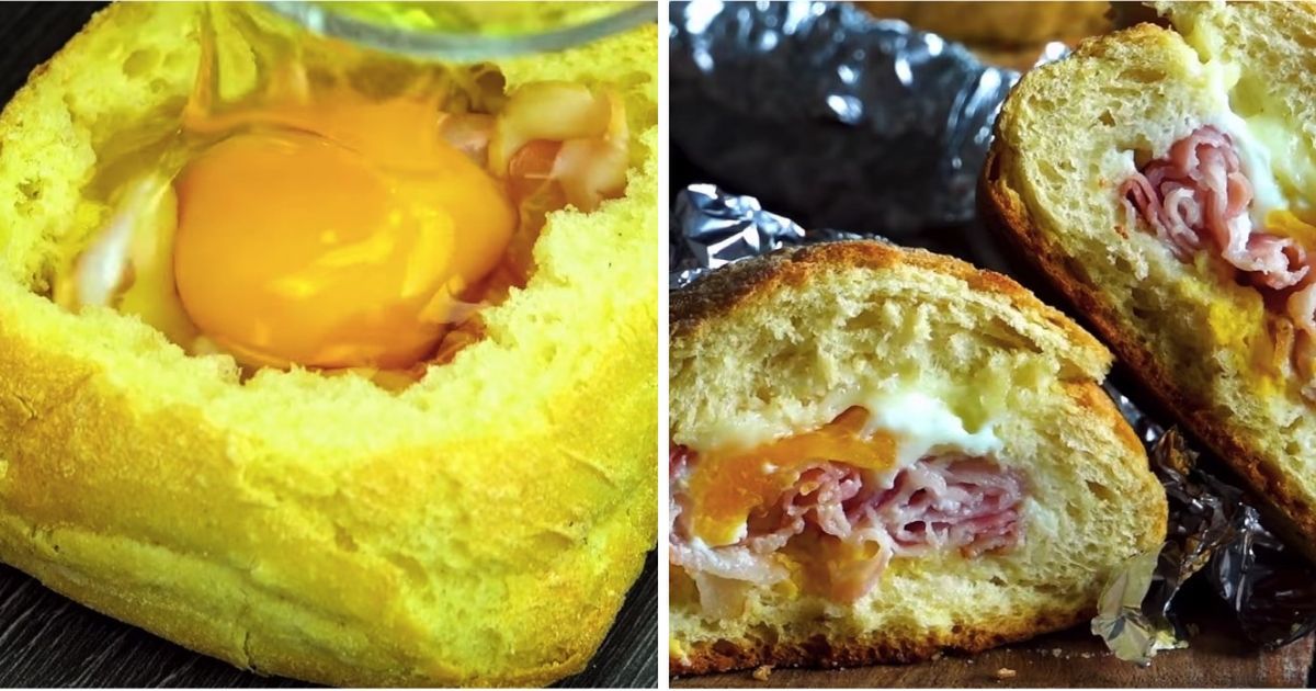 Pomysł na śniadanie w małych bułkach z jajkami i boczkiem