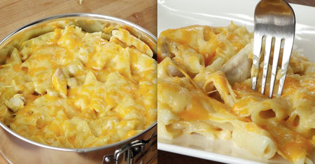 Zapiekany makaron penne z kurczakiem i serem w pysznym sosie śmietanowym. Niebo w gębie!