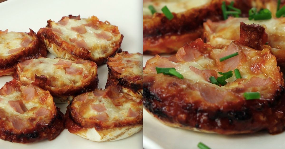 Mini pizze w formie babeczek z szynką serem i sosem - wyglądają uroczo i smakują świetnie!