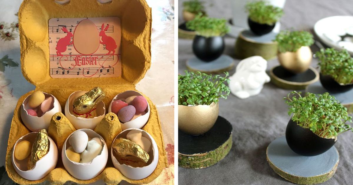 19 Easter Decorations Made Of Egg Shells and Egg Cartons