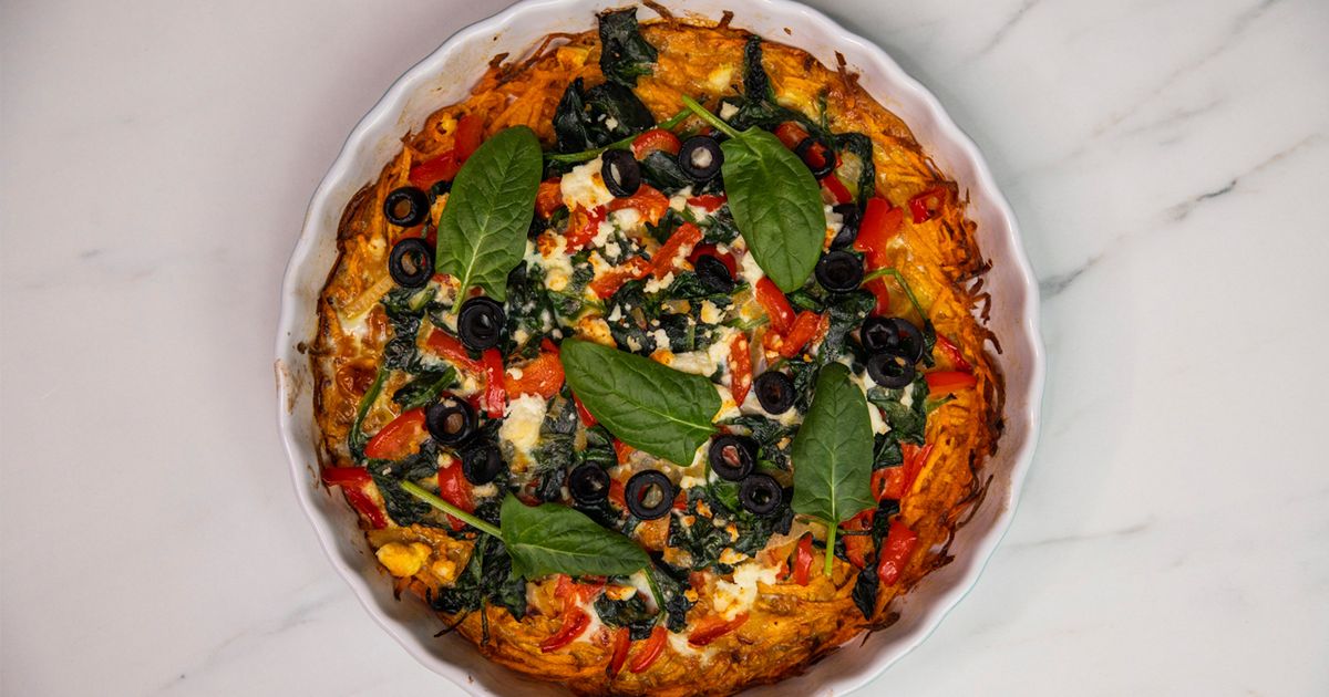 Quiche na spodzie z batatów