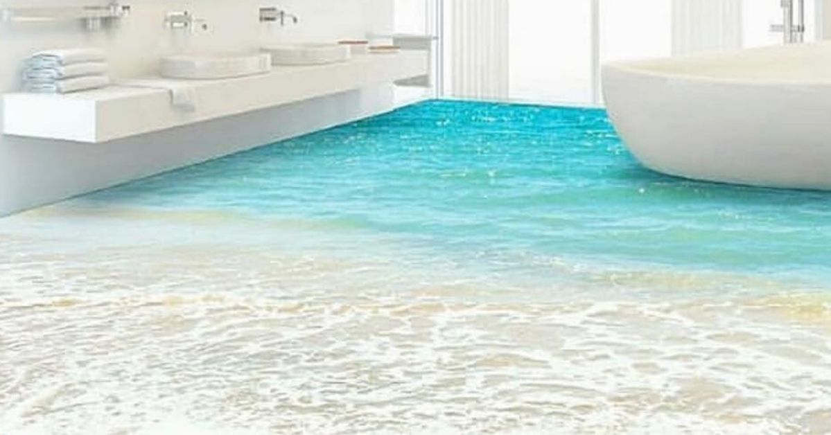 Nietuzinkowe podłogi 3D do łazienki!  Każdy może mieć swoją prywatną plażę