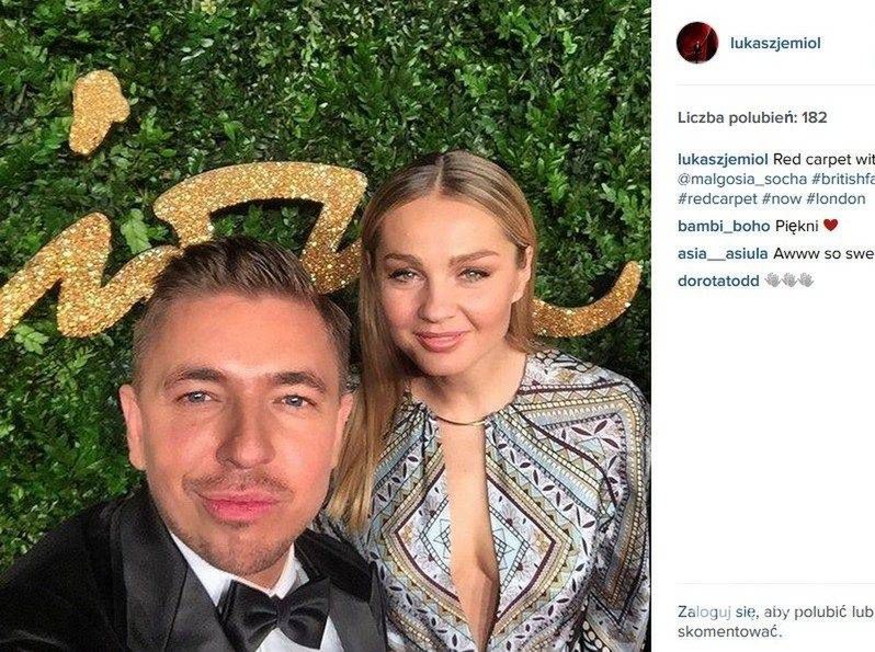Małgorzata Socha i Łukasz Jemioł na British Fashion Awards (fot. Instagram)