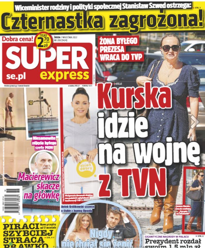 Joanna Kurska  - okładka Super Express 07.09.22