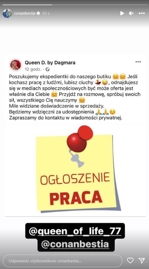 Dagmara Kaźmierska szuka pracownika
