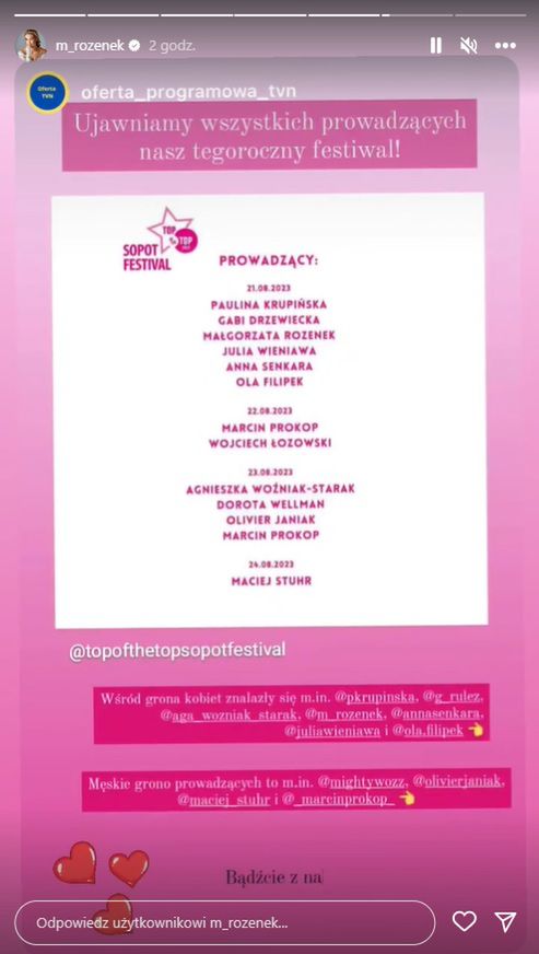 Małgorzata Rozenek poprowadzi festiwal w Sopocie