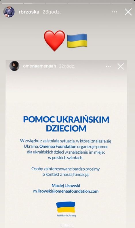 Omenaa Mensah pomoc dla Ukrainy