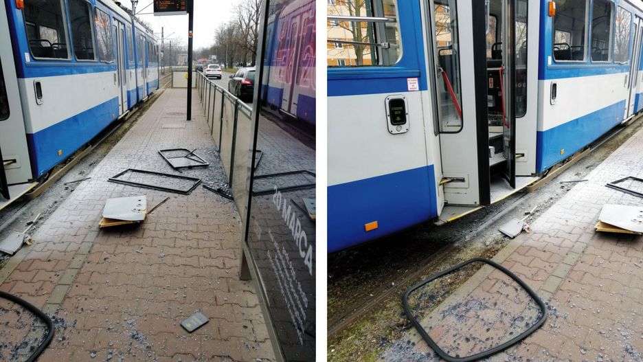Eksplozja w tramwaju w Krakowie. Wypadły szyby