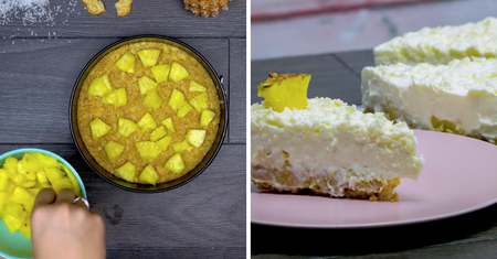 Sernik Piña Colada bez pieczenia