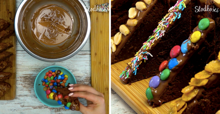 Batony brownie z kolorowymi posypkami