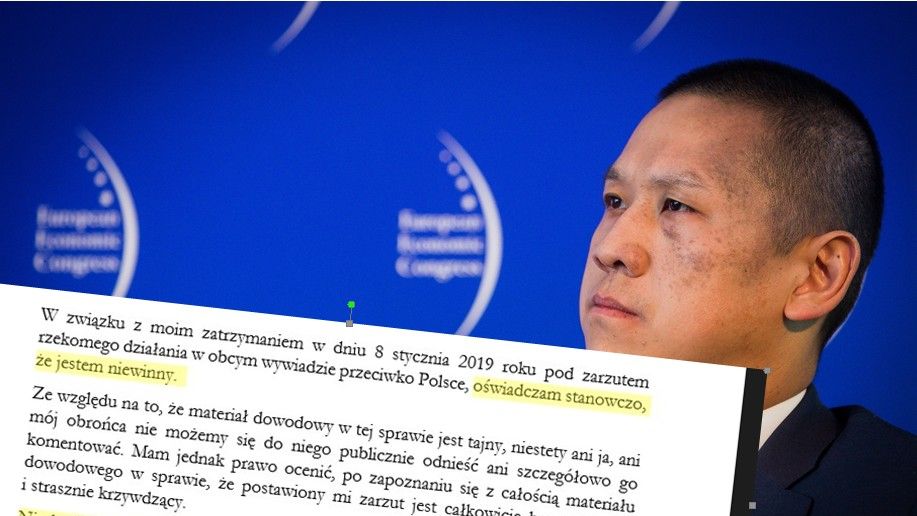 Były dyrektor sprzedaży Huawei na Polskę Weijing Stanisław Wang. nie przyznaje się do winy. Wydał oświadczenie. 