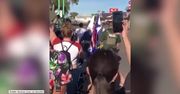 Przyszli na antyrasistowski protest w kapturach Ku Klux Klanu. Do przepychanki niedopuściła policja